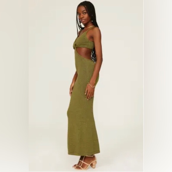CULT GAIA Serita sleeveless cut out knit olive green midi dress size small - Picture 2 of 9